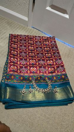 Saree with matching jewelry