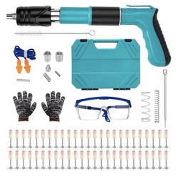 Concrete Nail Gun Kit with 50pcs Nails, Wall Fastening Tool Nail Gun, 5 Speed Adjustable Manual Steel Nail Gun, Portable Nail Shooting Machine for Red