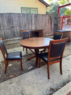 SOLID WOOD 4 FT DINING TABLE & 4 CHAIRS