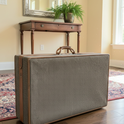 Genuine Vintage Hartmann Luggage Brown Tweed Single Suitcase With Wheels LARGE 20 in X 32 in NICE!