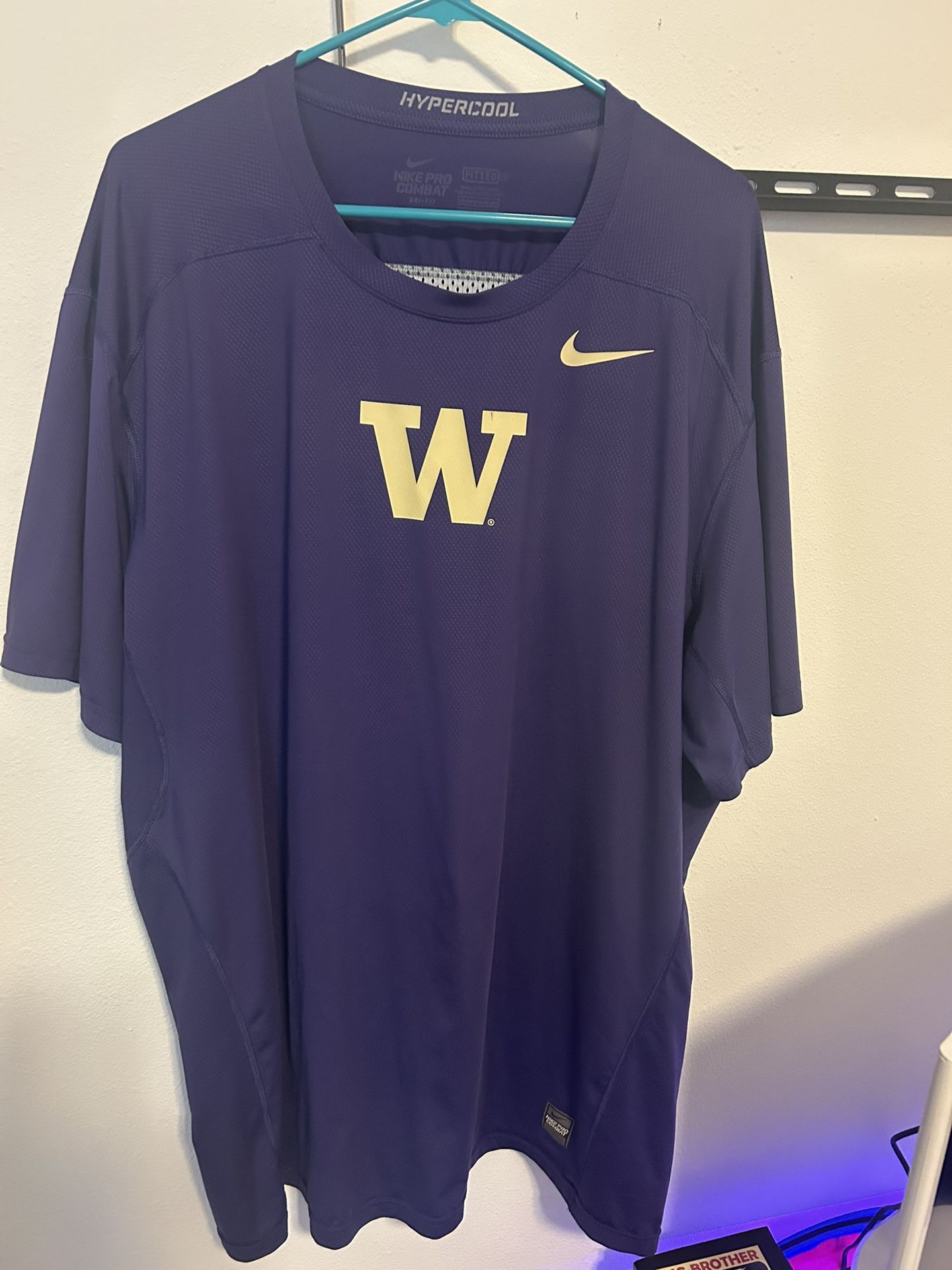 Washington Huskies Shirt Mens 3XL Nike Pro Combat Short Sleeve Workout Shirt