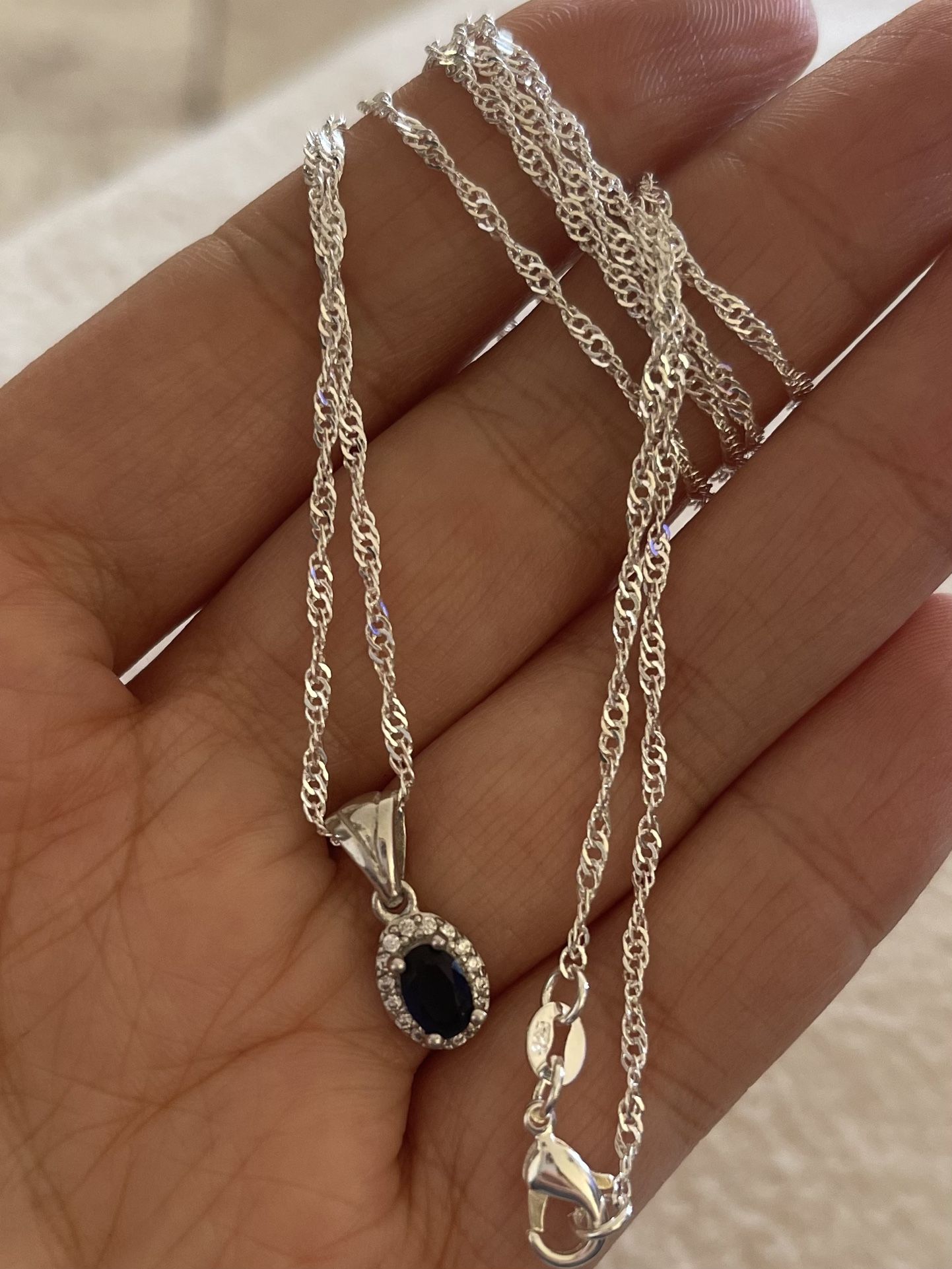 Sterling Silver Sapphire Necklace