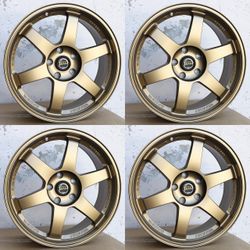 18x8 TE37 Style Bronze Wheels 5x114.3 +35 CB73.1 JDM Rims Fits Honda Civic Accord Toyota Nissan