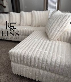 FREE White Glove Delivery – S300 Gia Ivory Sectional | Brand New