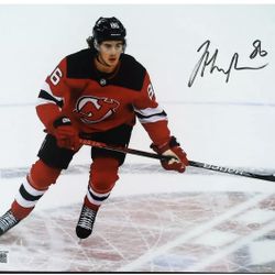 BAS COA JACK HUGHES SIGNED 8x10 HOCKEY PHOTO BECKETT HOLO