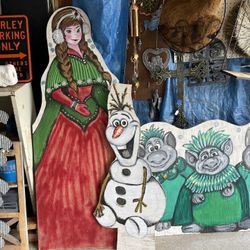 Hand painted Frozen Yard Art 