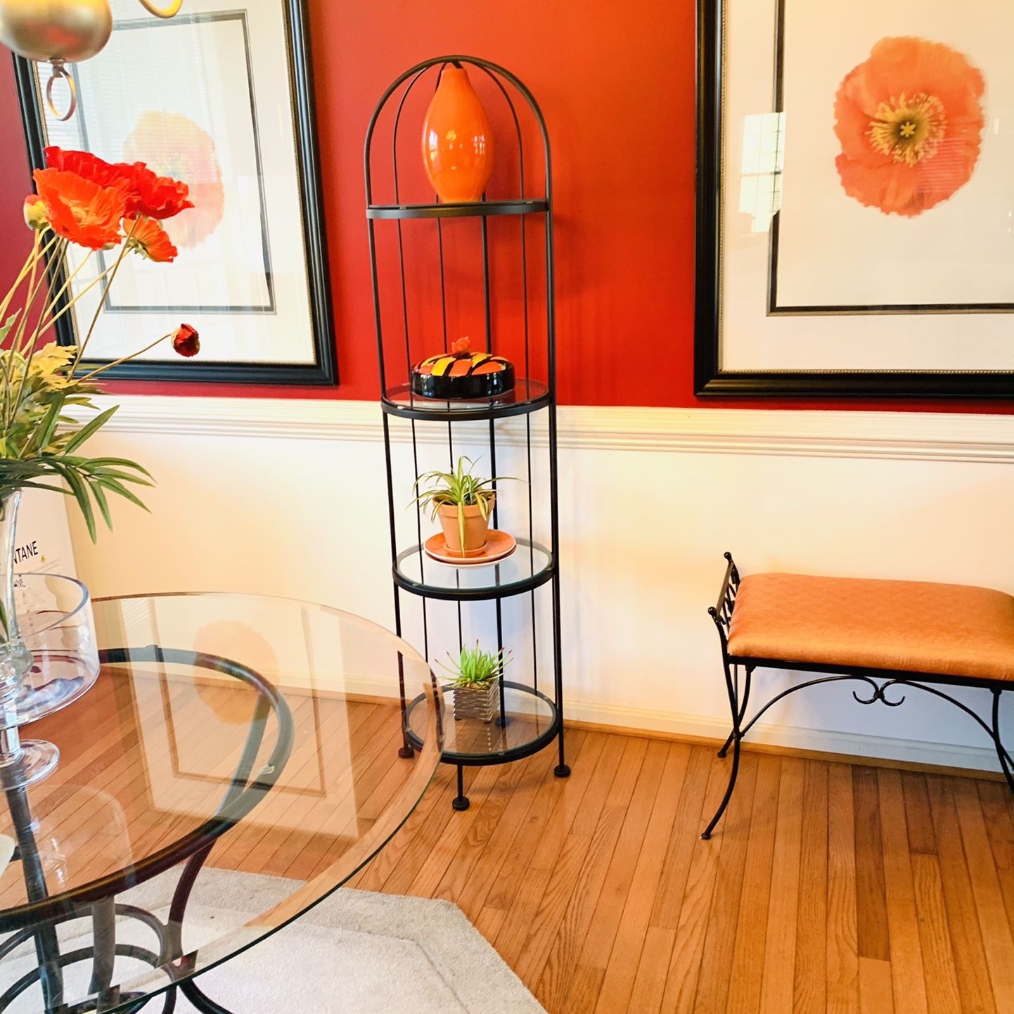 Black Metal Shelf / Console / Display Cabinet.