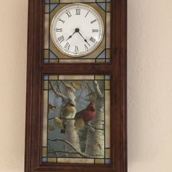VINTAGE DANBURY STAIN GLASS CLOCK 