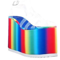 Lemon Drop By Privileged Rainbow Pride Zahara Platform Wedge Size 7.5