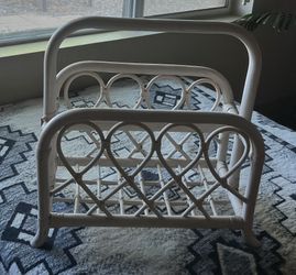 Vintage rattan magazine holder