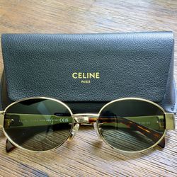 Celine Triomphe Oval Sunglasses in Gold