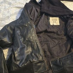 Vintage Faux Leather Hooded Bomber