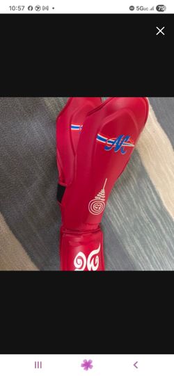 Muay Thai Shin Guards Medium Red MONGKOL