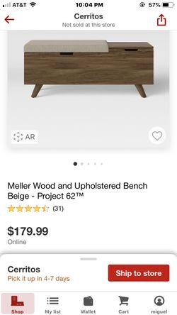 Project 62 cheap meller storage bench