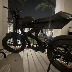 All Black Electric Dirt Bike 1500W 34MPH 20'' Fat Tire E-Mountain Ebike