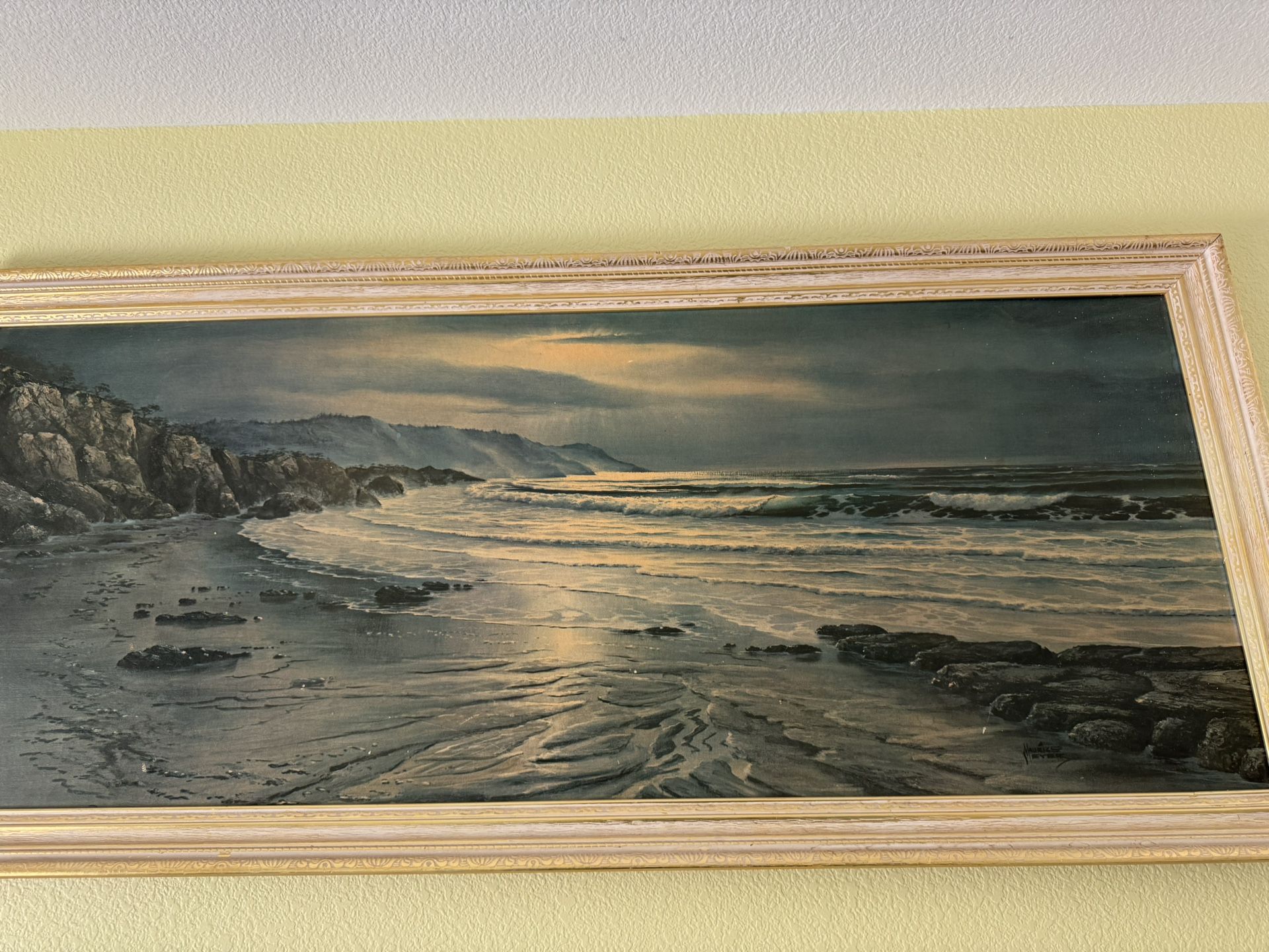 Vintage Oceanside Picture By Maurice Meyer With Gold Frame