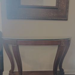 Elegant Wooden Console Half Moon Table 