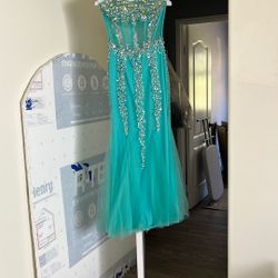 Blue Strapless Dress 