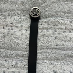 Authentic Gucci Black Leather Belt – Double G Silver Buckle – Size ~85 cm (30″ Waist)