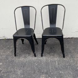 18” Set Of 2 Metal Black Chairs. Dining Chair .
