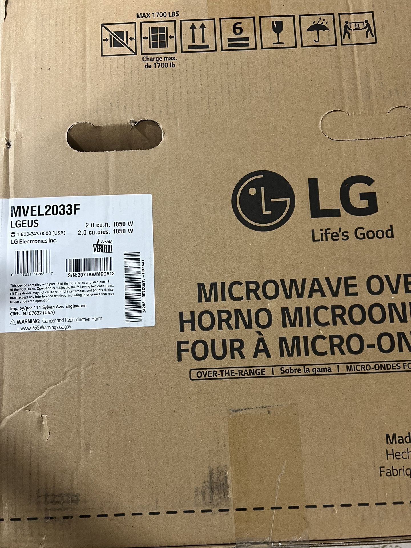 LG Microwave Over the Range