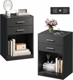 ❤️🔥 #C WLIVE Set of 2 Nightstands with Charging Station, Nightstand $50