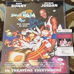 JSA COA Bob Bergen Voice Of Porky & Tweety Bird Signed 11x14 SPACE JAM Photo W/ JORDAN
