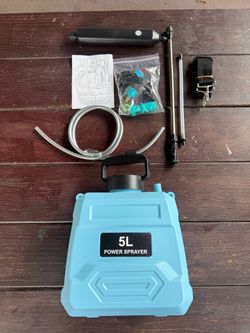 5L Battery Powered Sprayer Plastic Blue/Black w/ Lance & Strap