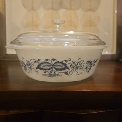  Vintage Glasbake Blue Floral Casserole Dish with Lid – Retro Kitchen Classic