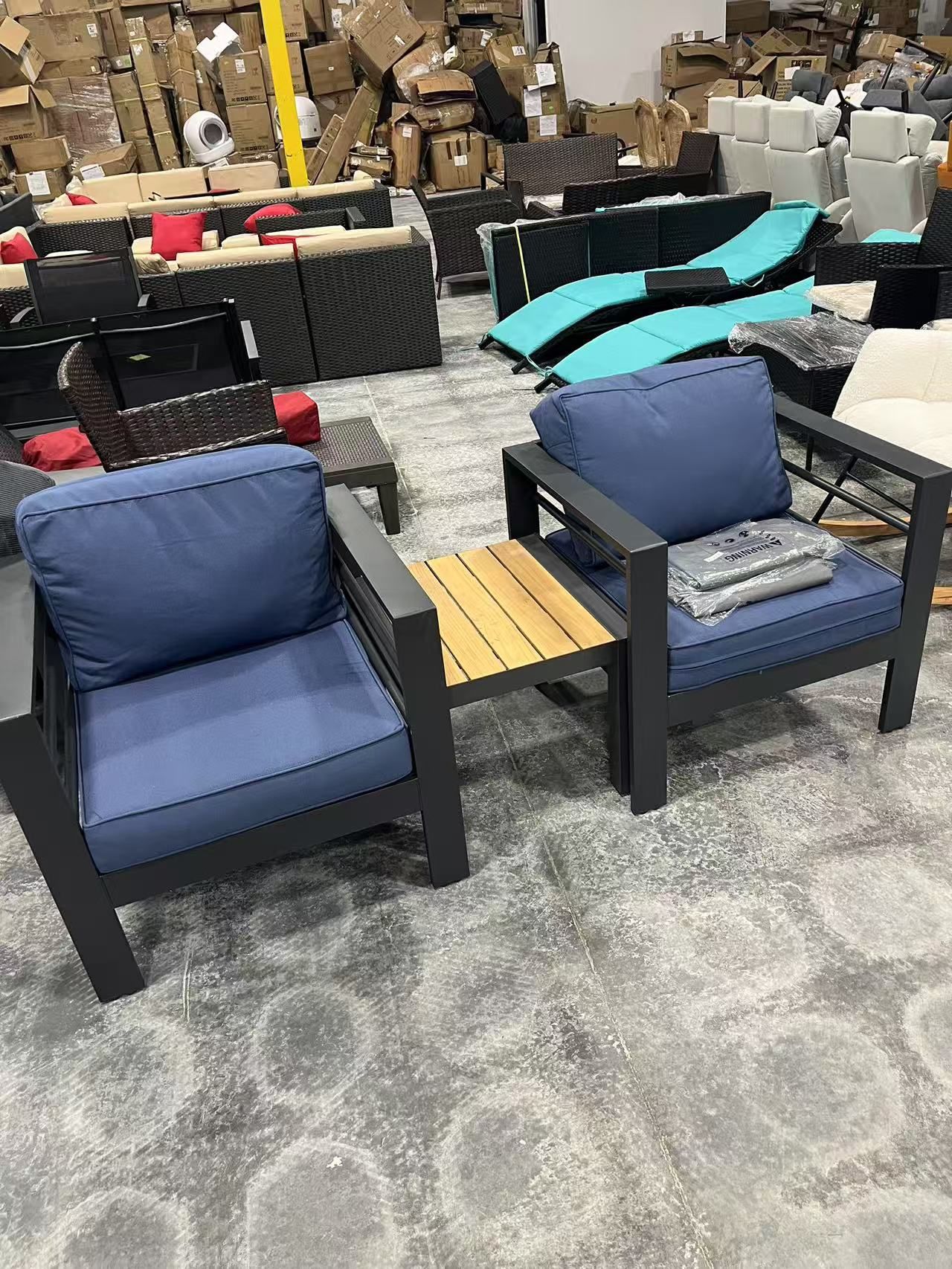 🔵 Sofa Chair with Cushions with cover & table Patio Set