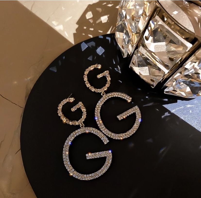 Double G Crystal Rhinestone Earrings