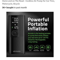 Airmoto and Power Deal -  Tire Inflator Portable Air Compressor for  Home and on The Road - 