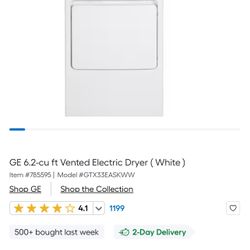 GE 6.2-cu ft Vented Electric Dryer ( White )
