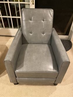 Christopher Knight Home Ethan Tufted Bonded Leather Recliner Chair, Dark Gray 