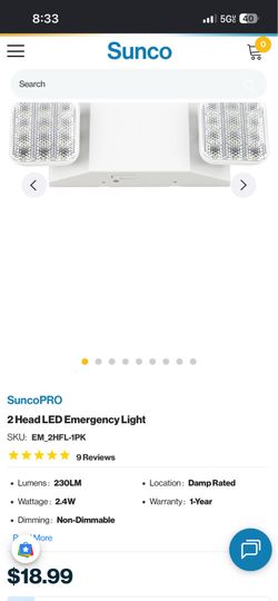 Sunco Emergency led light 230 lum