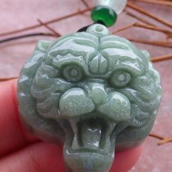 Certificate Jadeite Jewelry jade Jadeite Jade Myanmar Burma Hand Carved Pendant Green Tiger head