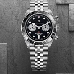 Pagani Design  men’s Chronograph Watch black jubilee bracelet Tudor style
