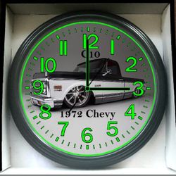 1972 Chevy Pickup Truck Short Bed Glow In The Dark Wall Clock New!