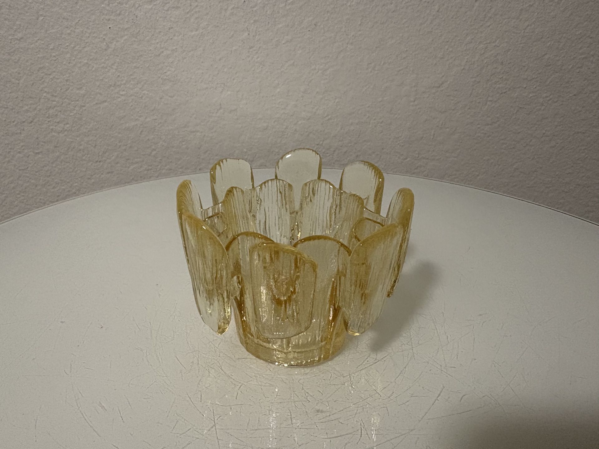 Yellow Viking Glass Votive Candle Holder Vintage