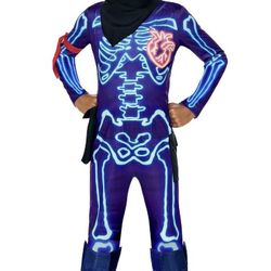 Kids Fortnite Polyester Jumpsuit Party Trooper Costume  Sizes Medium 8-10, XL 14-16