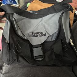 Vintage Sports Illustrated Duffle Bag. Black and Gray Duffel Bag with Sporty Design