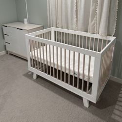 Hudson 3-in-1 Convertible Crib + Newton Mattress + Changing Table Dresser