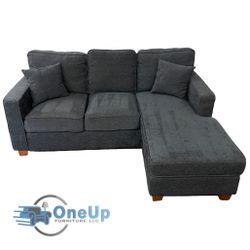 Navy Blue Reversible Sectional Couch Sofa *Free Delivery*