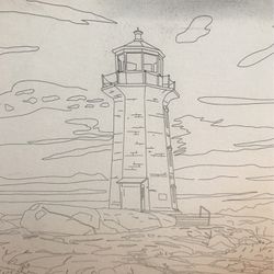Lighthouse Canvas 20” x 10” Ready To Paint