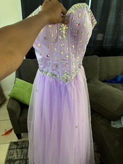 Lavender Beaded Corset Tulle Gown