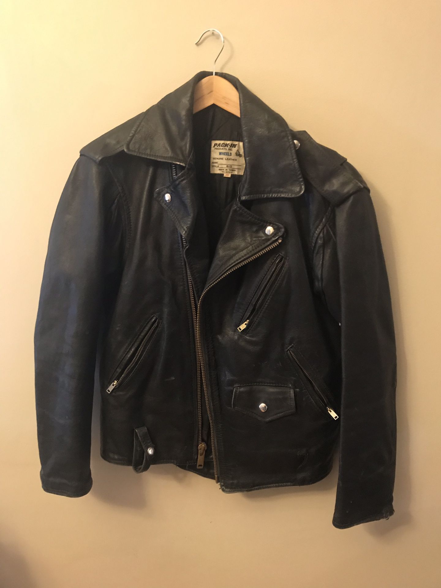 Vintage Leather Motorcycle Jacket Men’s Size 38