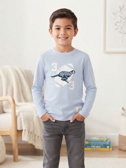 Boys Light Blue Long Sleeve Graphic Tee