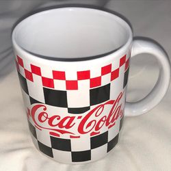 Coca Cola Coffee Mug Checkered Flag 12oz Coke Cup Heavy Duty Thick 1996 Vintage