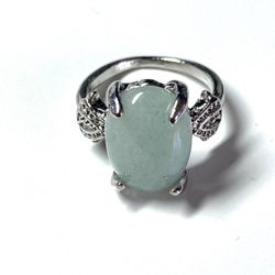 001-3 Myanmar Burma Jadeite Oval Jade Ring Size 5