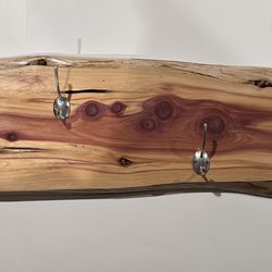 Custom made unique Cedar Coat hook/rack.